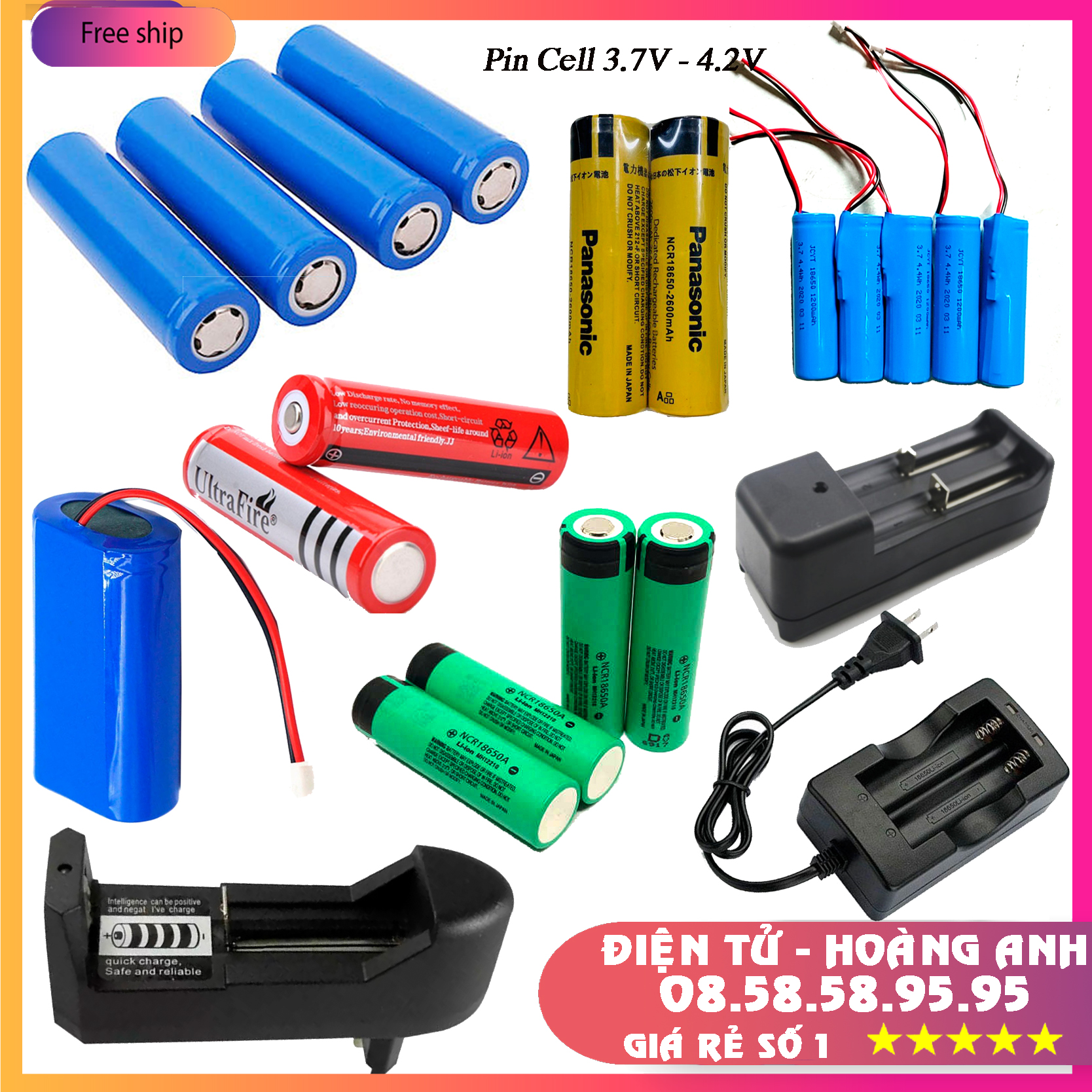 Pin Cell 18650 3.7V - 4.2V - 1200Ah - 2500mAh - 3200mAh( giá trên là 1 sản phẩm)