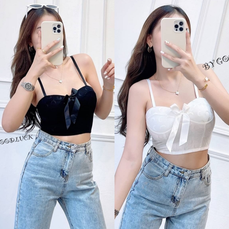 🌈SpinnyHouse🌈 เสื้อครอป เสื้อสายเดี่ยว ครอปท็อป สายปรับได้ มีฟองน้ำ!! 🥰 รุ่น ไดน่า E102B ราคา 137 บาท*ส่งฟรี