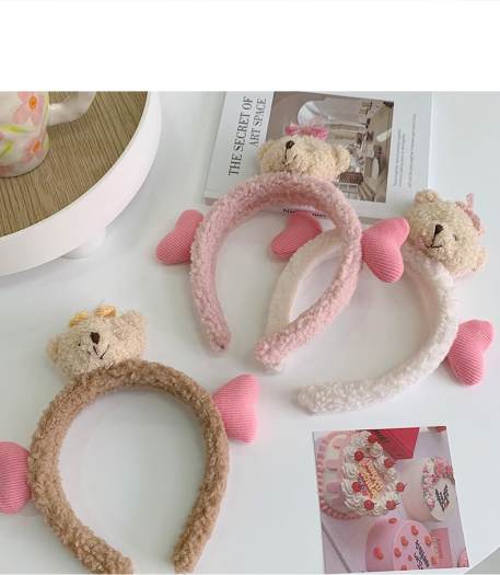 Băng Đô, Bờm Cài Tóc Gấu Phối Tim Siêu Cute Hàn Quốc