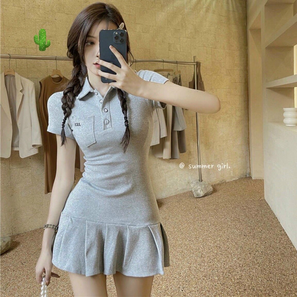 Đầm polo xếp ly siêu cute