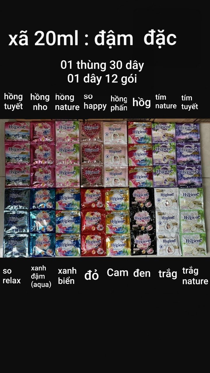 Nước xã vải hygiene đậm đặc gói 20 ml- dây 12 gói