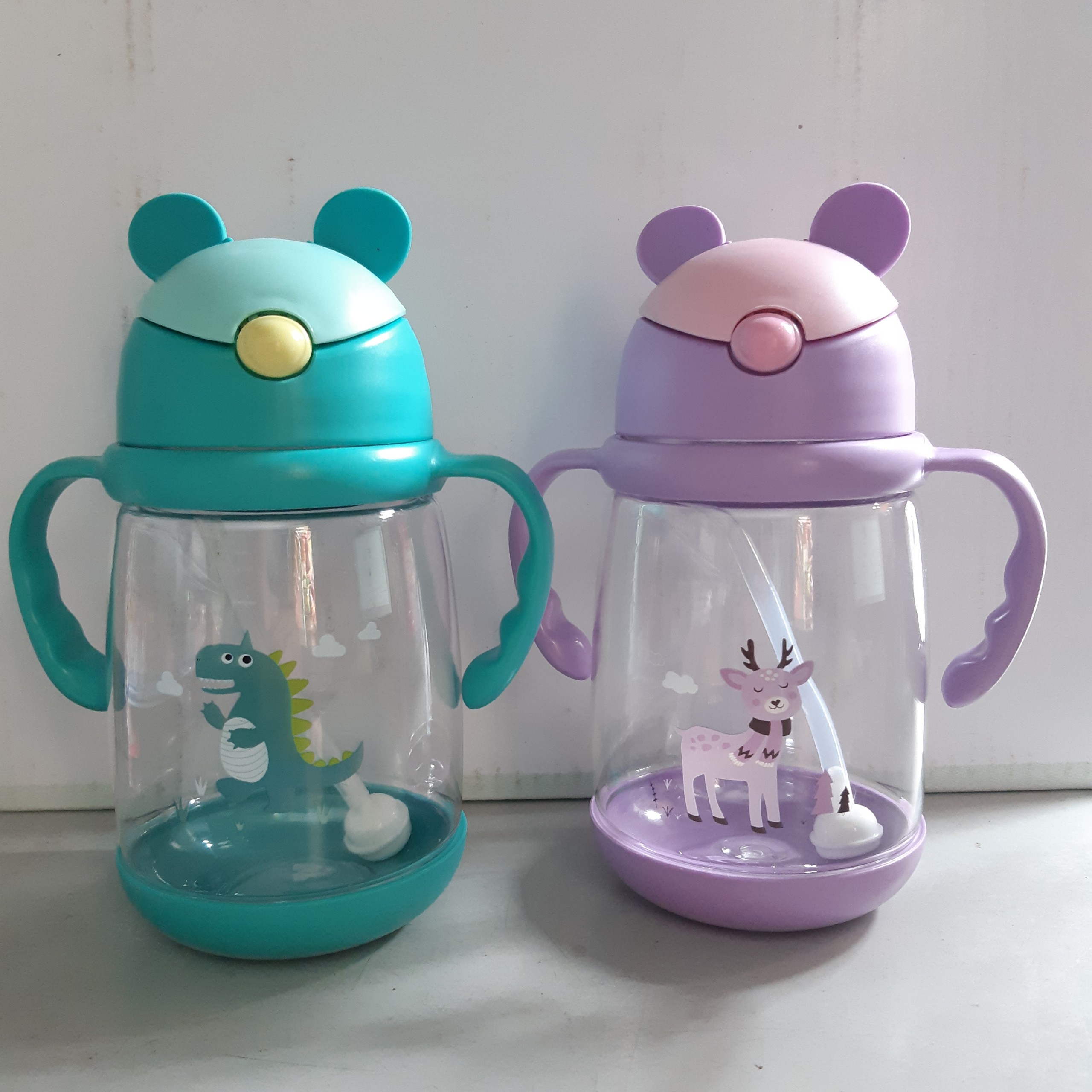 Bình tập uống có nút bấm tay cầm adna ad19 chất lượng giá tốt hình ngộ nghĩnh tiện dụng cốc tập uống hoạt hình cho trẻ em bình cho bé bú bình uống nước ống hút bình nước