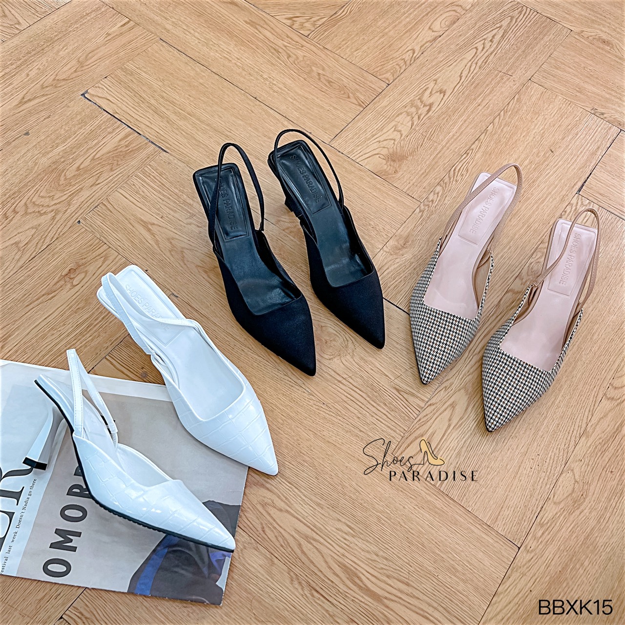 Giày nữ cao gót 7p giày gót nhọn nữ giày đẹp mũi nhọn shoes paradise BBXK15
