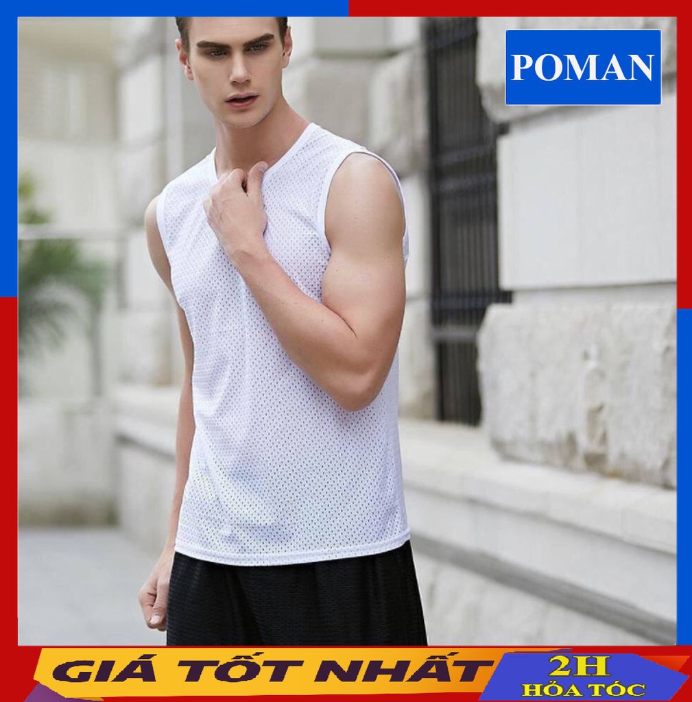 Áo ba lỗ nam thể thao nam mùa hè thun lạnh ba lỗ mặc nhà, tập gym, chơi thể thao, chất thun co dãn siêu mát lạnh - poman