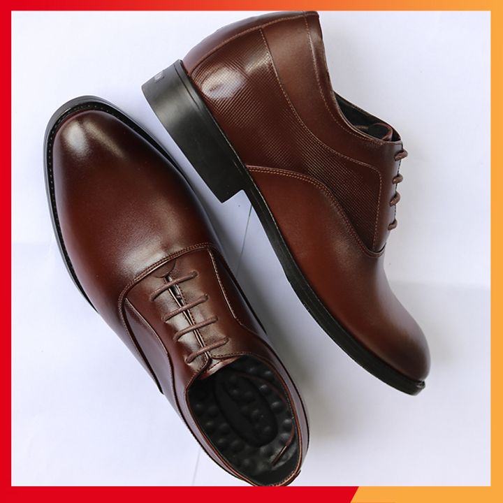 Giày tây nam tăng chiều cao da bò mã gc02 , tăng cao 6.5 cm