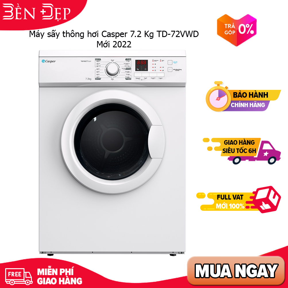 Máy sấy thông hơi casper 7.2 kg td-72vwd mới 2022