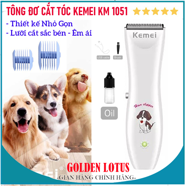 Tông đơ cắt tỉa lông chó mèo Kemei 1051, máy cạo lông chó, tông đơ cắt lông bàn chân thú cưng, Chạy Bằng Bin, siêu bền, siêu bén