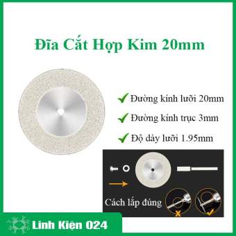Đĩa cắt hợp kim đường kính 20mm, lưỡi cắt sắt thép phủ kim cương đa năng trục 3mm