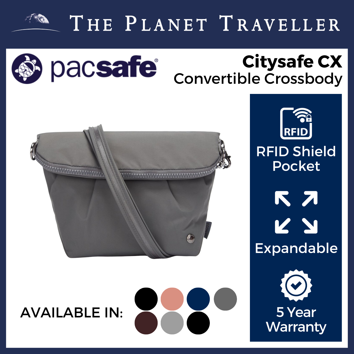 Pacsafe Citysafe CX Convertible Crossbody ECONYL Rose