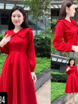 ĐẦM XÒE DỰ TIỆC DÀI TAY PHỐI BÈO SIÊU XINH