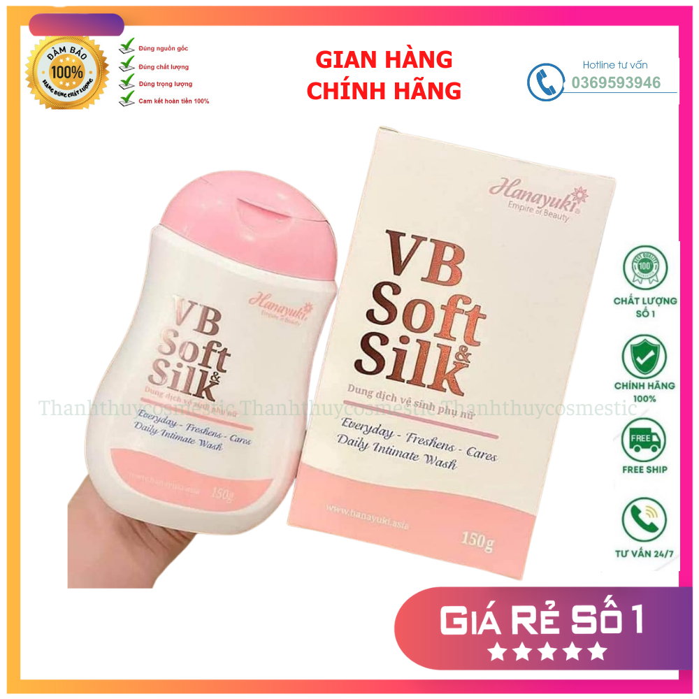 Dung dịch vệ sinh phụ nữ Hanayuki vb soft silk màu hồng mới