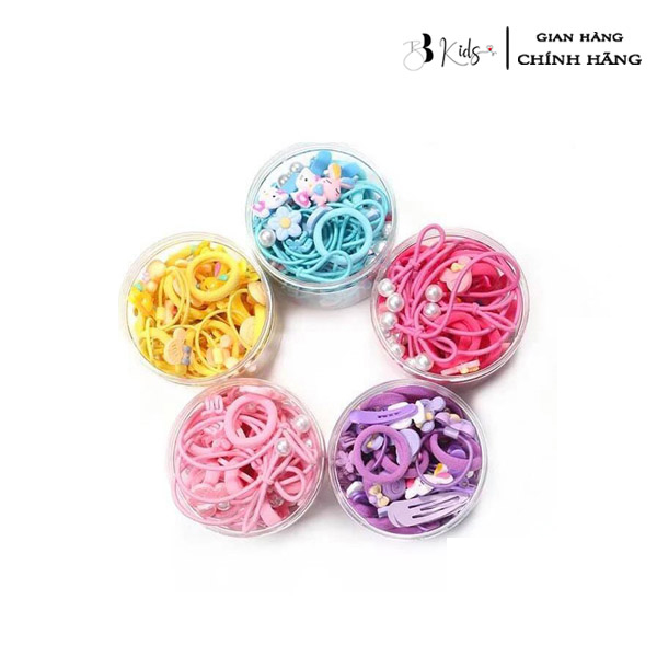 Hộp buộc tóc 50 chi tiết bb kids siêu đáng yêu cho bé