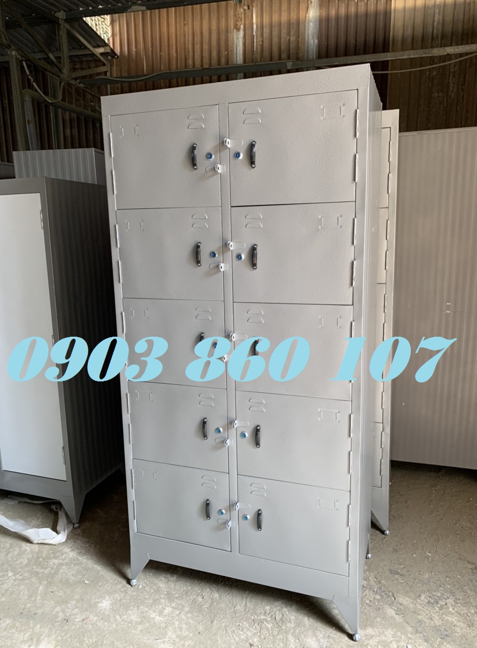 Tủ locker sắt văn phòng có khóa an toàn 10 ngăn -tu ho so dung tai lieu sai gon