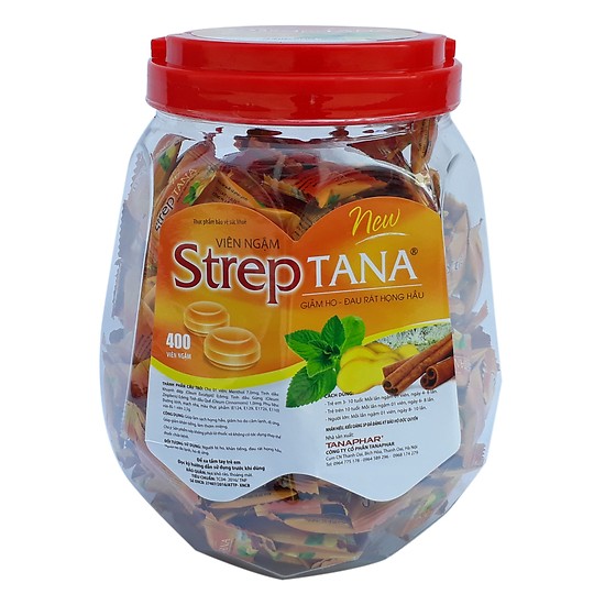 Viên ngậm ho Streptana Lọ 300 viên- Hỗ trợ bổ phế hỗ trợ giảm đờm hỗ trợ ấm họng hỗ trợ làm dịu ho do cảm lạnh ho gió ho khan ho có đờm