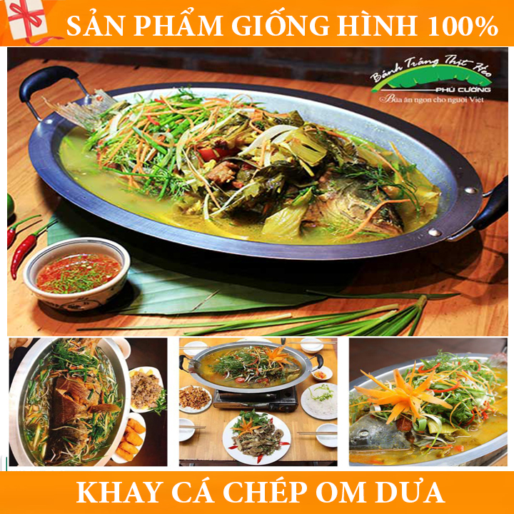 Khay cá chép om dưa, Nồi lẩu cá chép om dưa - khay nẩu cá chép om dưa, khay đựng cá chép om dưa dùng cho cả bếp từ, khay inox cá chép om dưa, nồi lẩu cá chép om dưa,