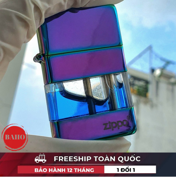 Bật Lửa Xăng Đá Zippo Lộ Thiên Thân Trong Suốt Hàng Sưu Tầm ( Có Hộp - Tặng Kèm Chai Xăng Màu ) ( KHÔNG XĂNG)