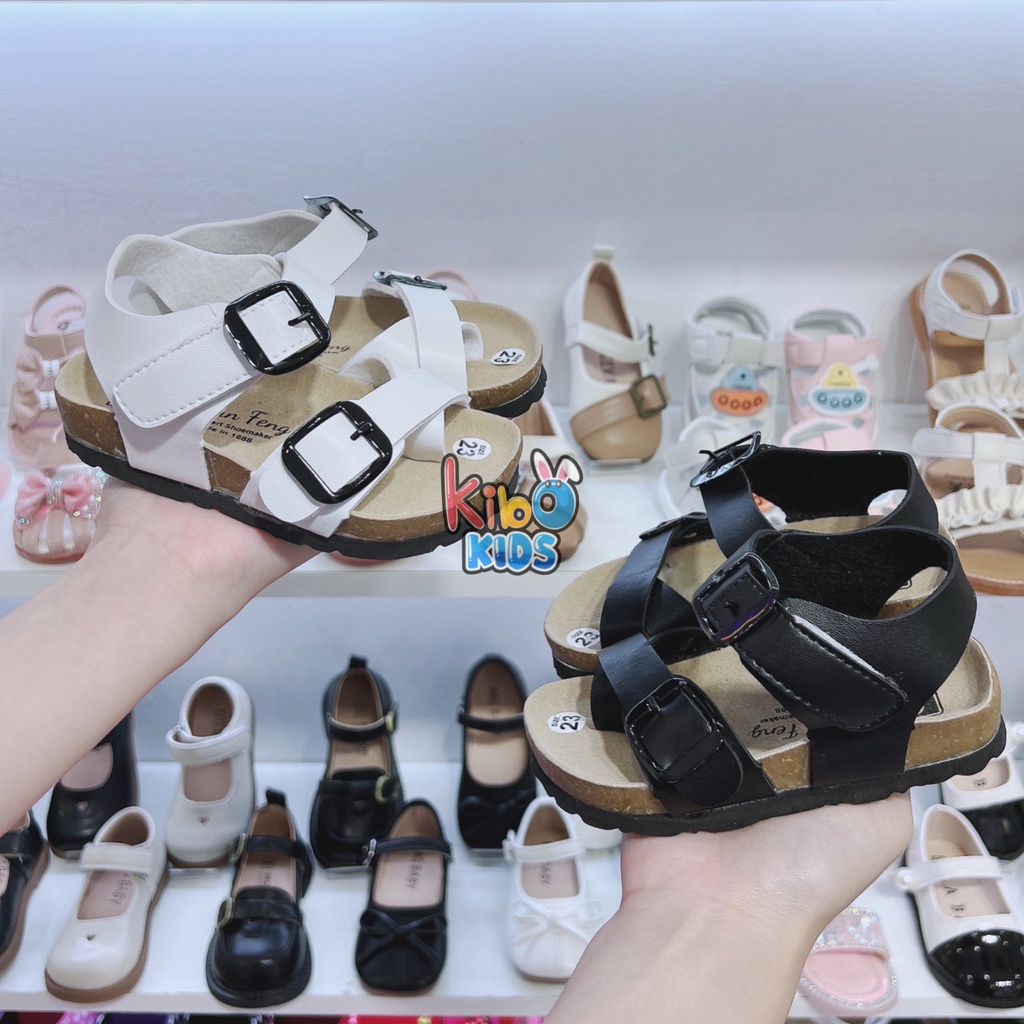 Giày sandal bé trai bé gái - Sandal quai dán đế trấu siêu nhẹ chất da mềm có đế chống trơn trượt cho bé mẫu mới SA412