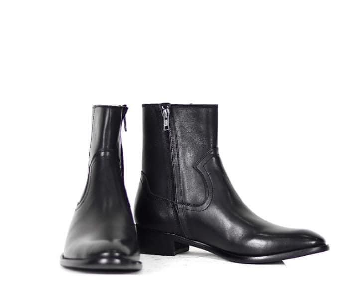 Bốt Nam Kéo Khóa Bên Hông Đế Phíp  Gỗ Tăng Chiều Cao 5cm