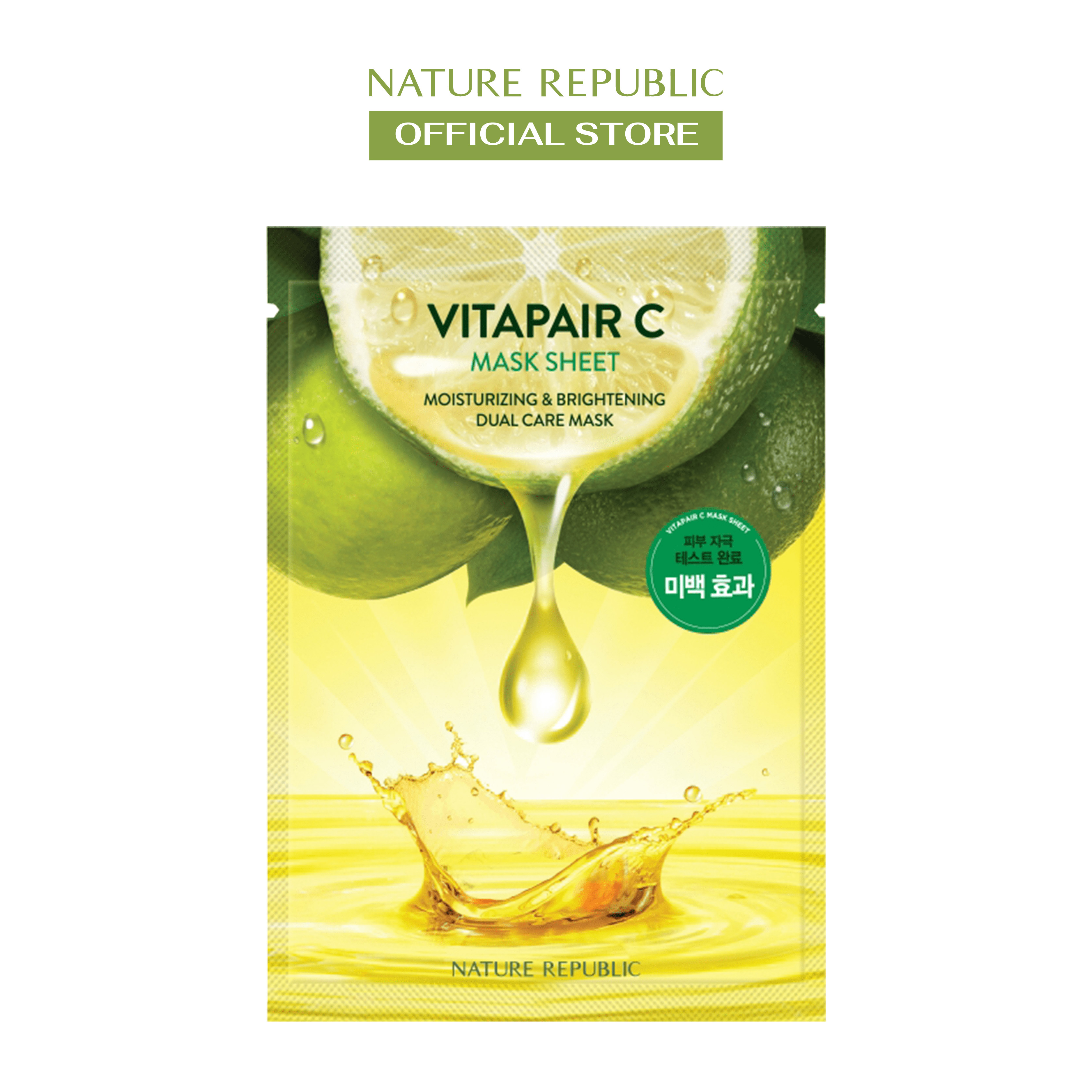 (DATE 10/24)Nature Republic Mặt nạ giấy dưỡng sáng và làm đều màu da Vitapair C Mask Sheet 25ml