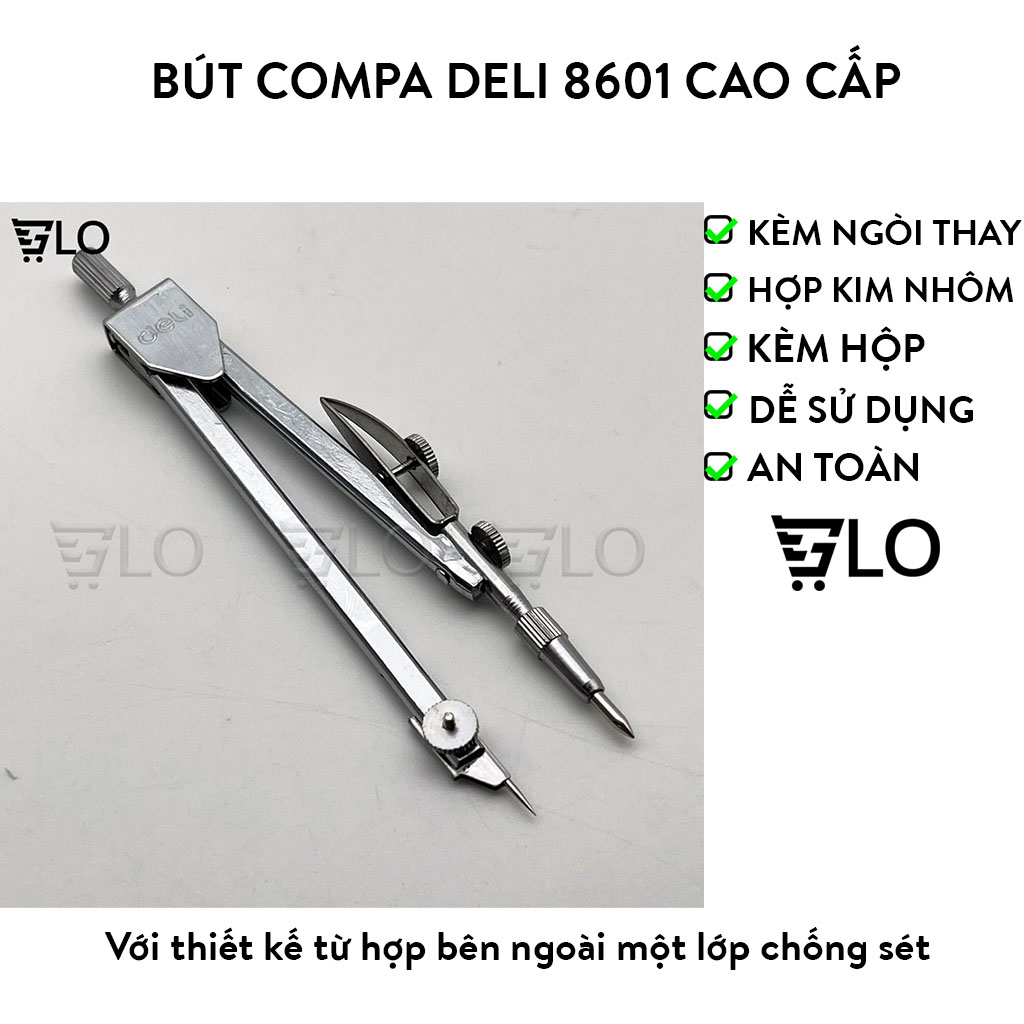 Bút compa deli 8601 hợp kim nhôm cao cấp