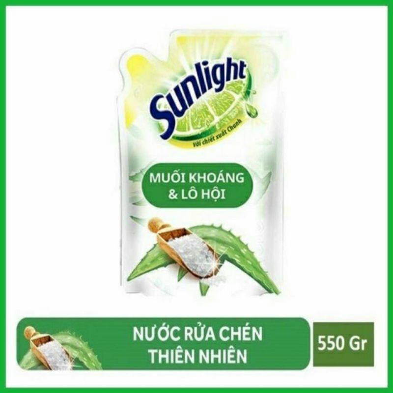 Nước rửa chén Sunlight Muối KHoáng Và Lô Hội túi 550g