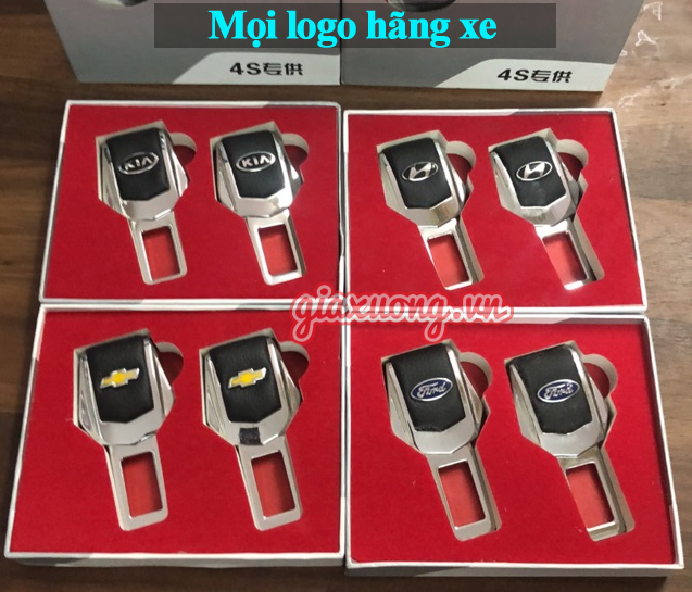 Chốt đai an toàn ô tô, Bộ 02 chiếc, Logo hãng xe, chính hãng 4S, chốt cài dây đai an toàn, Săn kho xưởng