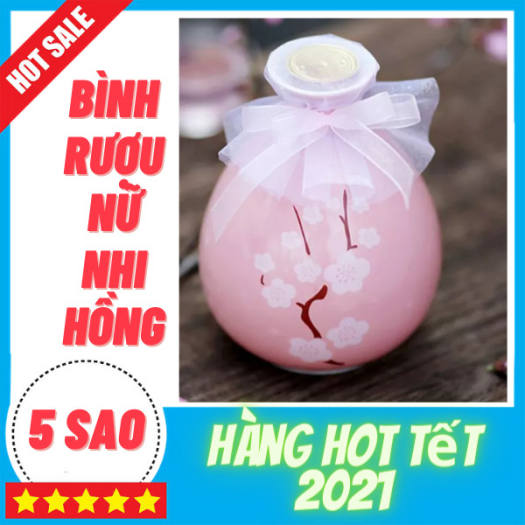 Bình đựng rưou nữ nhi hồng, hoa văn cổ trang, dung tích 500ml