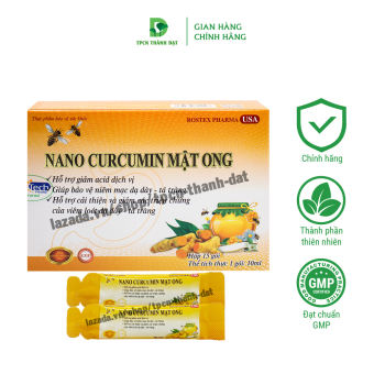 Gel nghệ mật ong Nano Curcumin hỗ trợ giảm viêm loét dạ dày, trào ngược dạ dày - Hộp 15 gói