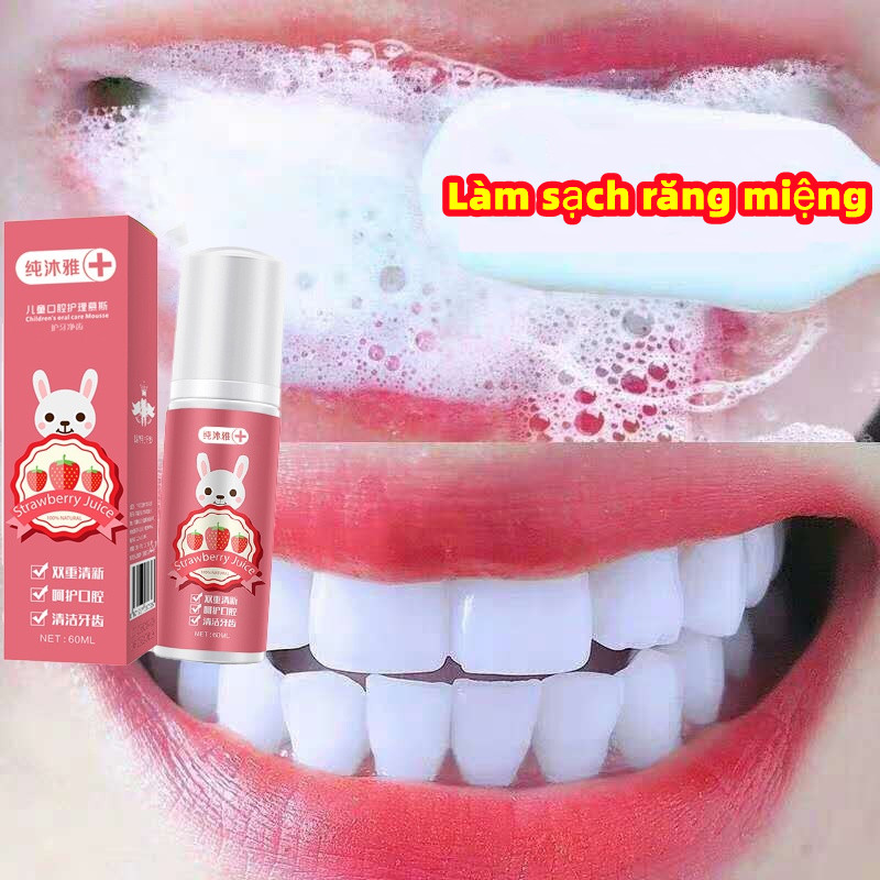 Xịt thơm miệng Kem đánh răng Mousse Dâu Tây 60ml Có thể nuốt được Bọt Làm Sạch Răng Kem Đánh Răng Làm sạch răng miệng làm sạch khoang miệng giảm sâu răng loại bỏ cao răng  làm trắng răng loại bỏ hôi miệng