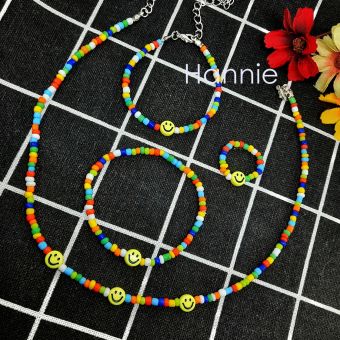 Dây cổ/Vòng tay/Nhẫn hạt cườm mix mặt cười smile handmade