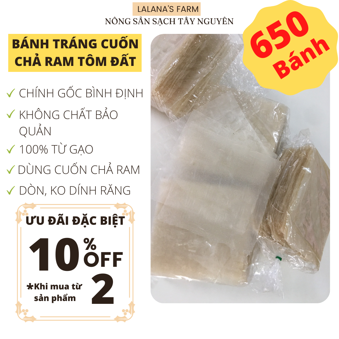 Bánh Tráng Bình Định Cuốn Chả Ram - Bánh tráng làm chả ram tôm đất trứ danh đặc sản Bình Định - COMBO 10 BỊCH, 65 Cái/1 Bịch - Lalana's Farm
