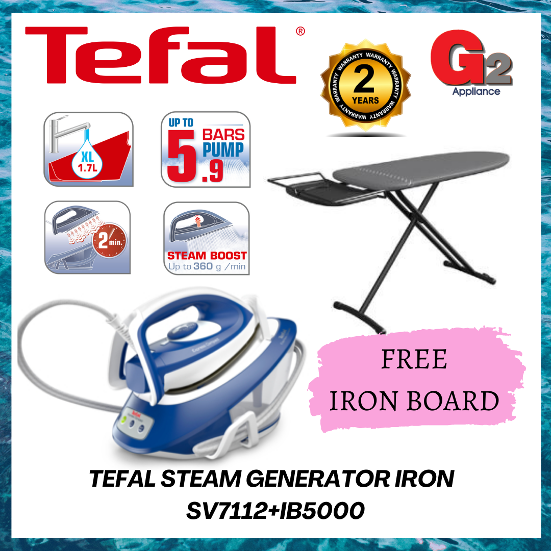TEFAL (READY STOCK) STEAM GENERATOR IRON [FREE IRON BOARD] SV7112+IB5000 - TEFAL WARRANTY MALAYSIA