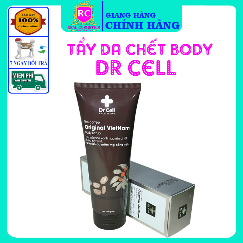 Tẩy tế bào chết body dr cell, làm sạch sâu, trắng sáng, tăng hấp thụ kem, chai 200g