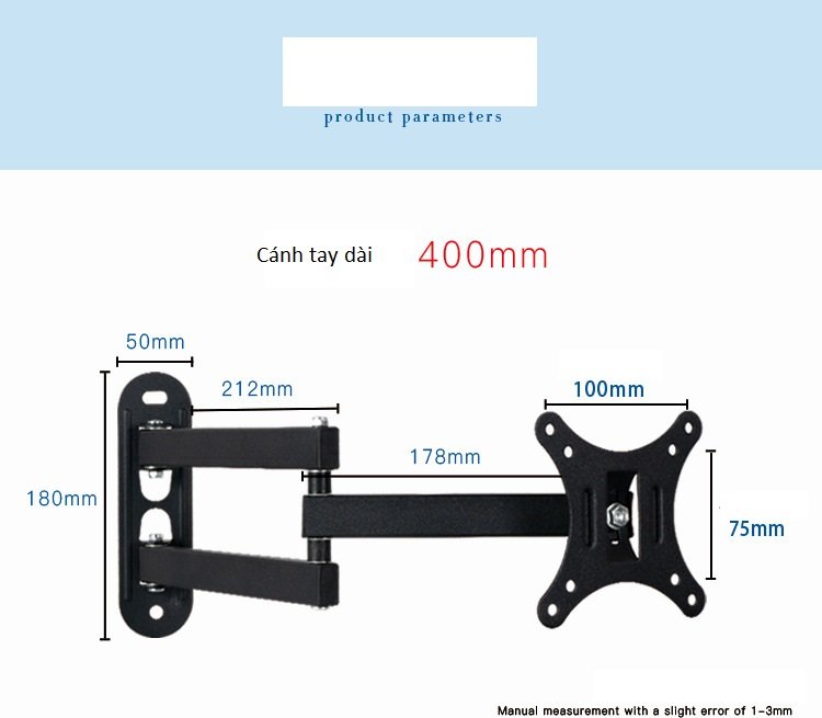 Giá treo màn hình máy tính X100 14-27 inch đa năng xoay góc 180 độ