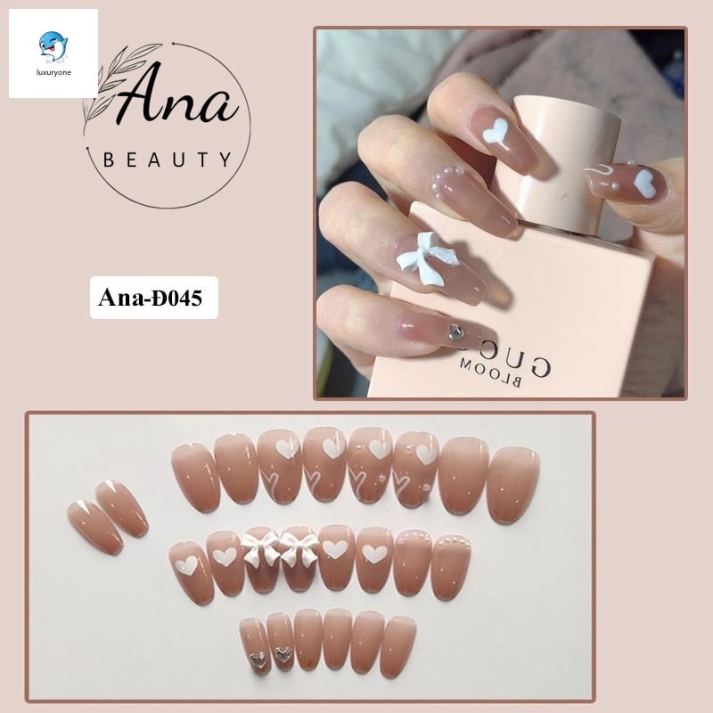Bộ 24 Móng tay giả , nail giả A148 , móng nhọn (kèm keo dán móng tay )