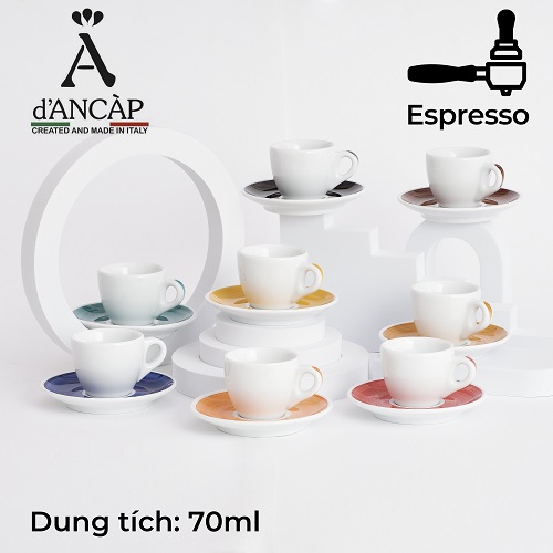 Bộ đĩa và ly sứ Ancap Espresso 70 ml cà phê vẽ tay lên quai