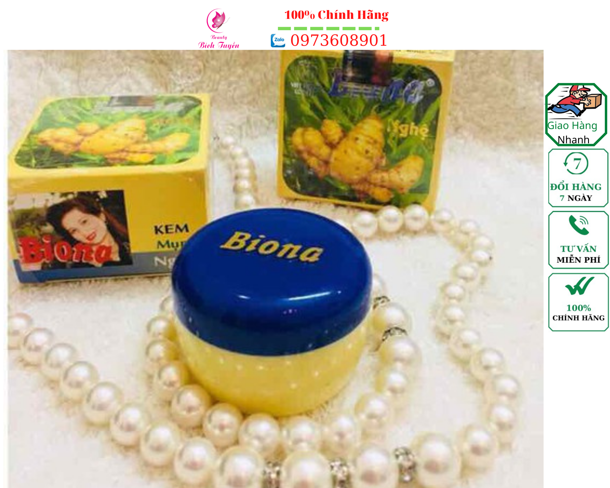 COMBO 5 Hộp KEM BIONA NGHỆ KEM MỤN NGHỆ 3G