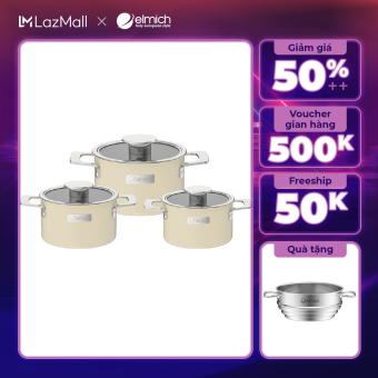 Bộ nồi Inox liền khối Elmich Hera EL-8230 size 16, 20, 22cm