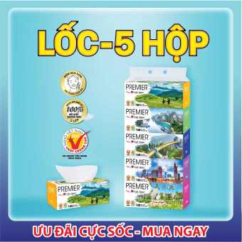 Khăn giấy lụa hộp Premier 180 tờ - Combo 5 hộp