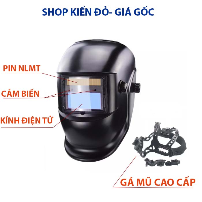 Mũ hàn điện tử cao cấp ( có núm điều chỉnh) tặng tấm chắn xỉ hàn