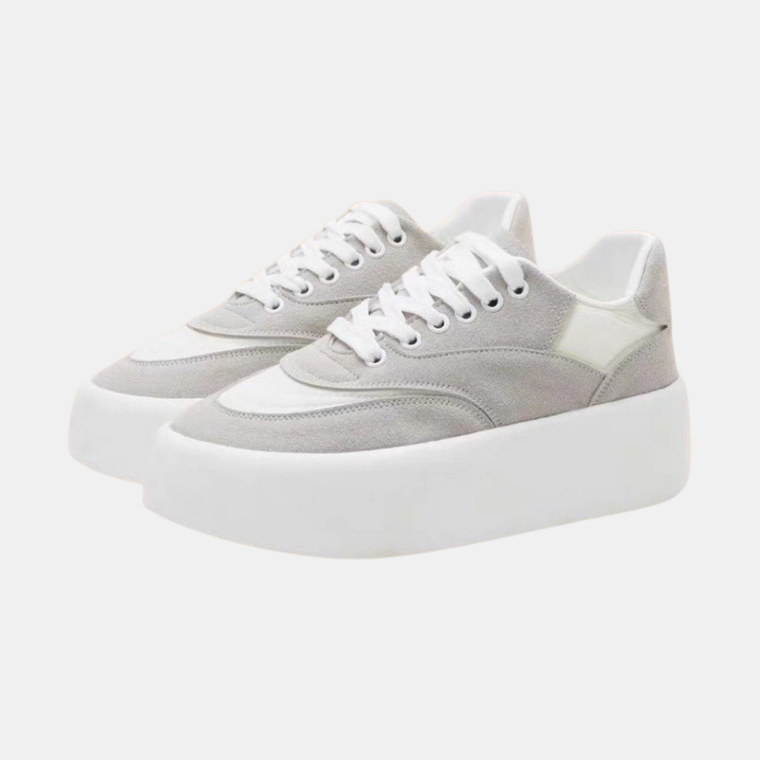 FREESHIP - Giày sneaker nữ thời trang Rose Blackpink - màu xám trắng siêu xinh - Giày bánh mì đế cao 4cm tôn dáng - Hàng có sẵn - Basic Stu