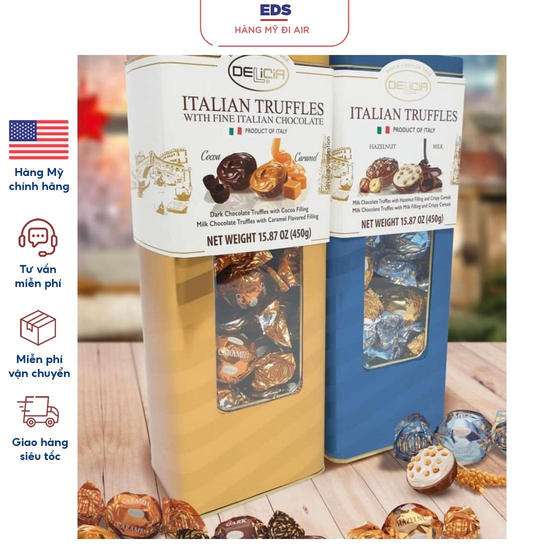 Set 2 hộp chocolate tươi cao cấp delicia italian truffles 900gr/2hộp - eds hàng mỹ