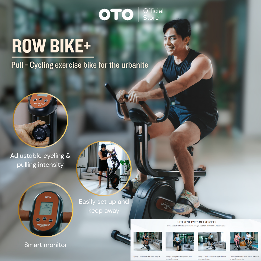 Oto Row Bicycle: Foldable Exercise Bike Rb-1000 For Home Fitness