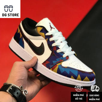 Giày Thể Thao, Giày Sneakers Nam/Nữ Air Jordan 1 ' Low Nothing But Net ' Họa Tiết Thổ Cẩm Cổ Thấp bản đẹp