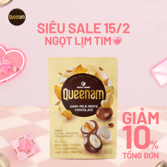 Sô Cô La Đen, Sữa, Trắng Queenam phủ Hạnh nhân - Hạt điều - Macca