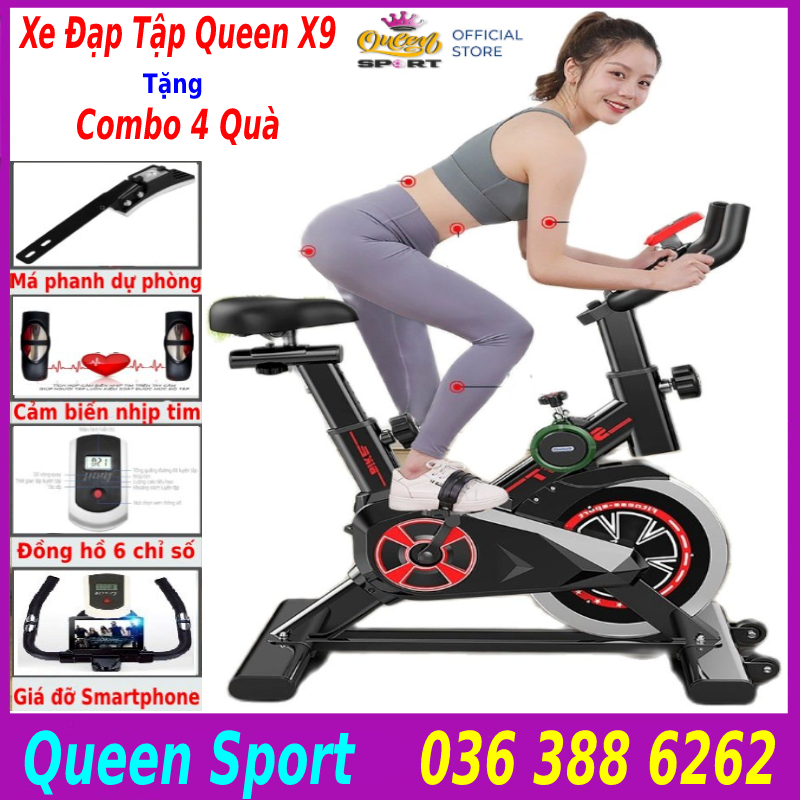 Nhà máy bán hàng trực tiếp xe đạp tập thể dục tập gym tại trong nhà Queen Sport X9 tặng máy cơ bụng ems đồng hồ đo nhịp tim xe đạp tập thể dục giảm cân thiết bị thể dục trong nhà có thể được tùy chỉnh
