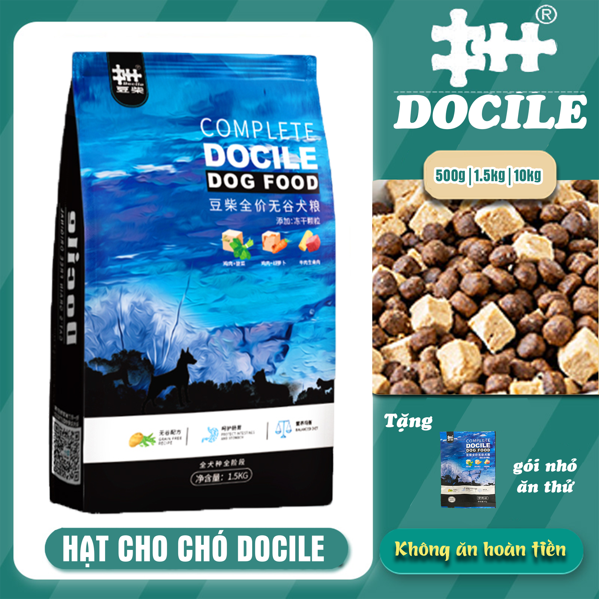 Hạt cho chó DOCILE hương vị mới|Hạt khô cho chó| hạt cho cho chó giá rẻ| Thức ăn cho chó lớn| thức ăn cho chó con| cám chó giá rẻ|thức ăn chó phốc sóc| hạt chó alaska|thức ăn chó classic|dog food