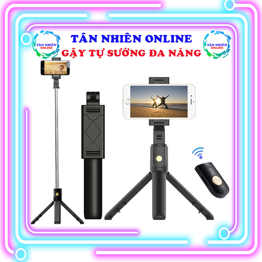 Gậy chụp hình 2in1, Tripod K07, kèm remote chụp hình tự sướng kiêm giá đỡ, giá đỡ điện thoại Tân Nhiên Online