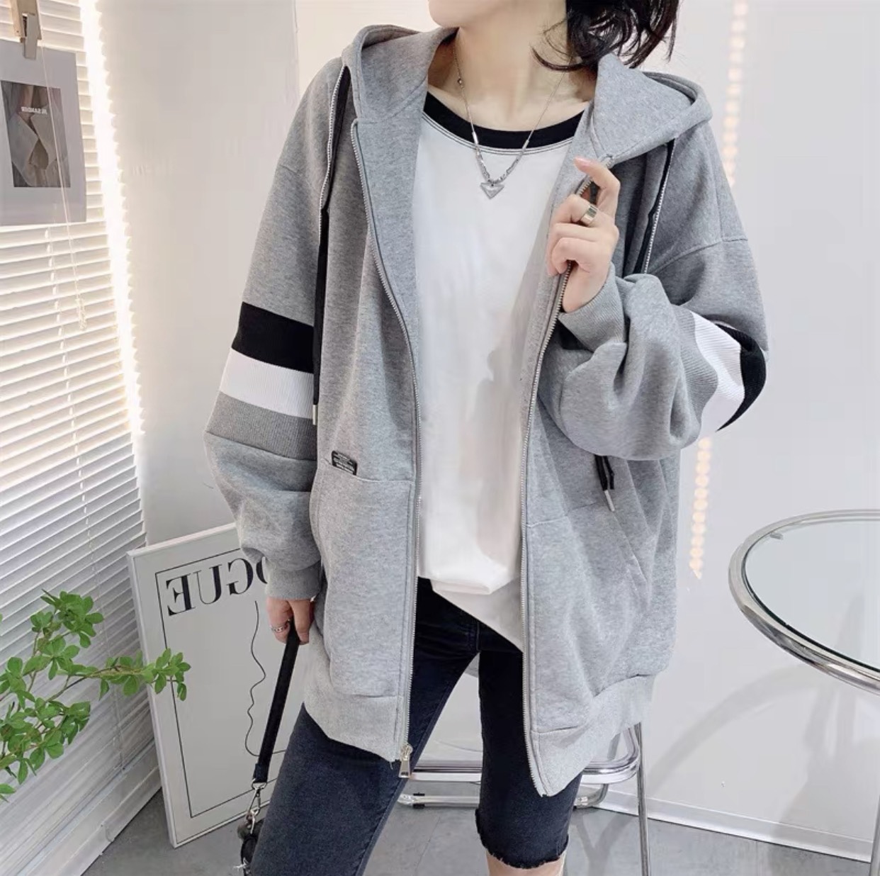 Áo khoác nỉ hoodie zipper dây kéo trơn nón 2 lớp dày dặn unisex