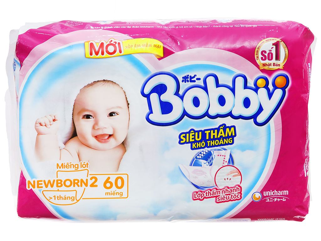 Miếng lót sơ sinh Bobby Newborn 2 - 60 miếng